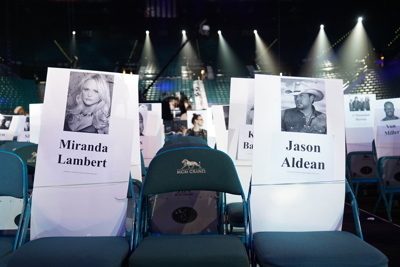 Miranda Lambert and Jason Aldean's seats are marked for the memorable night.