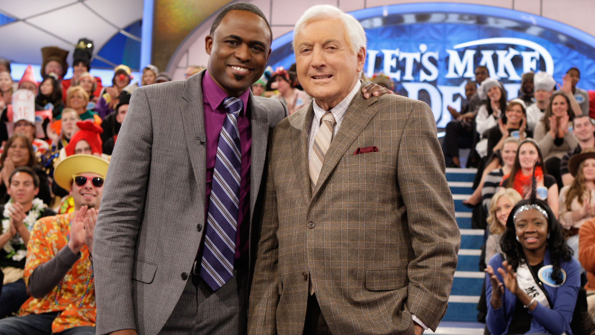 Current host Wayne Brady and Monty Hall posed together during an episode of Let's Make A Deal.