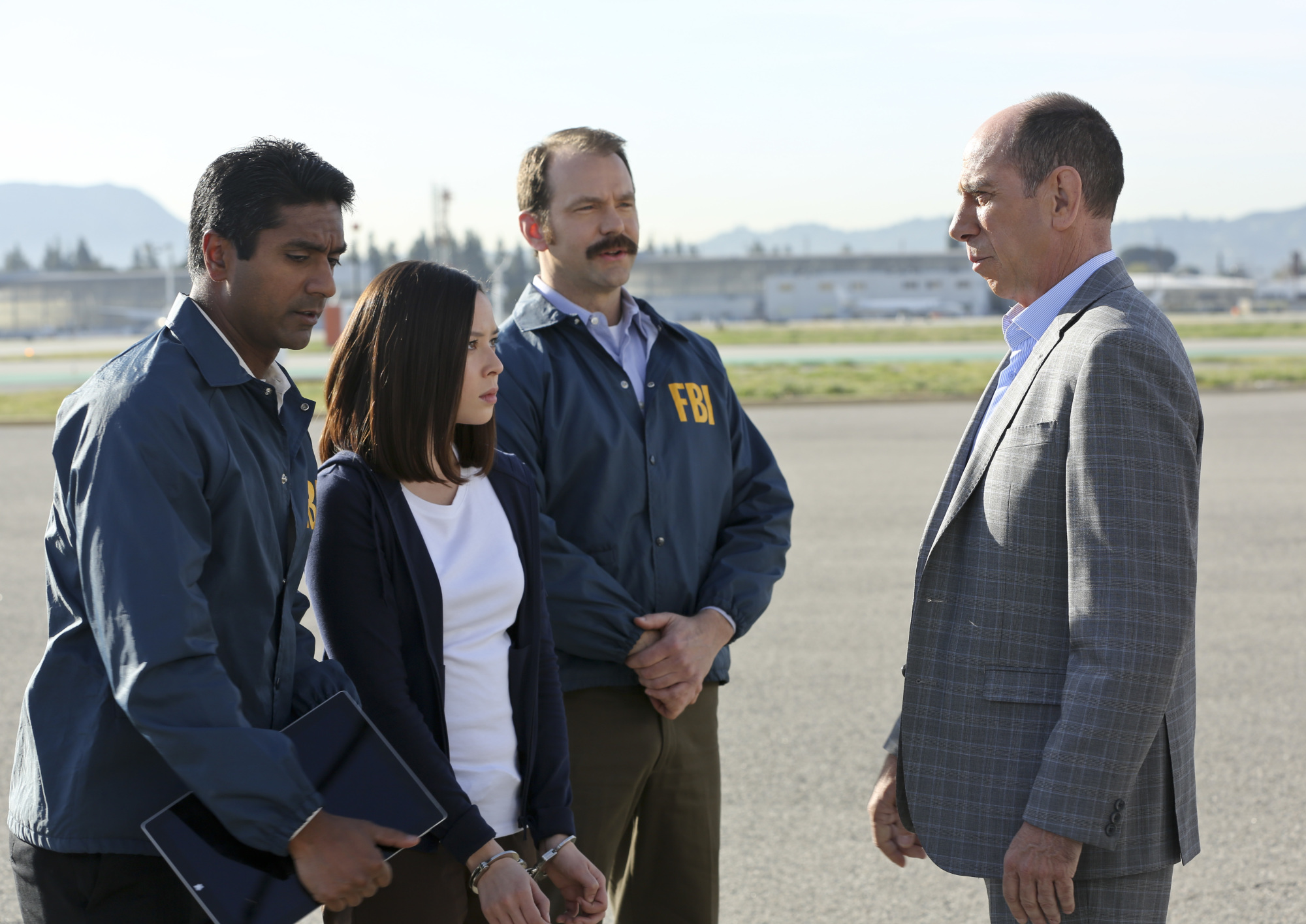Malese Jow as Jennifer Kim and Miguel Ferrer as NCIS Assistant Director Owen Granger