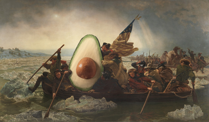 Washington Crossing the Delaware with Avocado, Emanuel Leutze, 1851