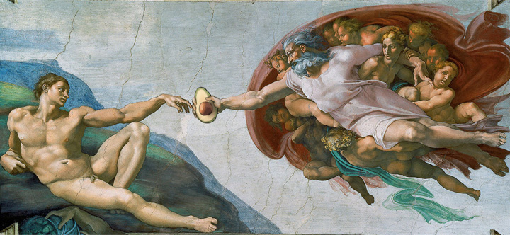 The Creation of Adam with Avocado, Michelangelo, 1512