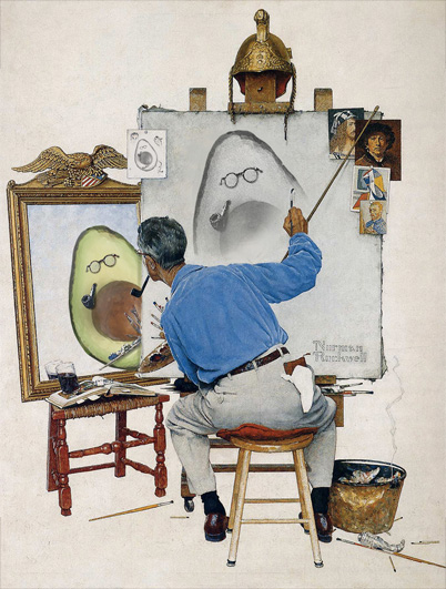 Triple Self-Portrait with Avocado, Norman Rockwell, 1960