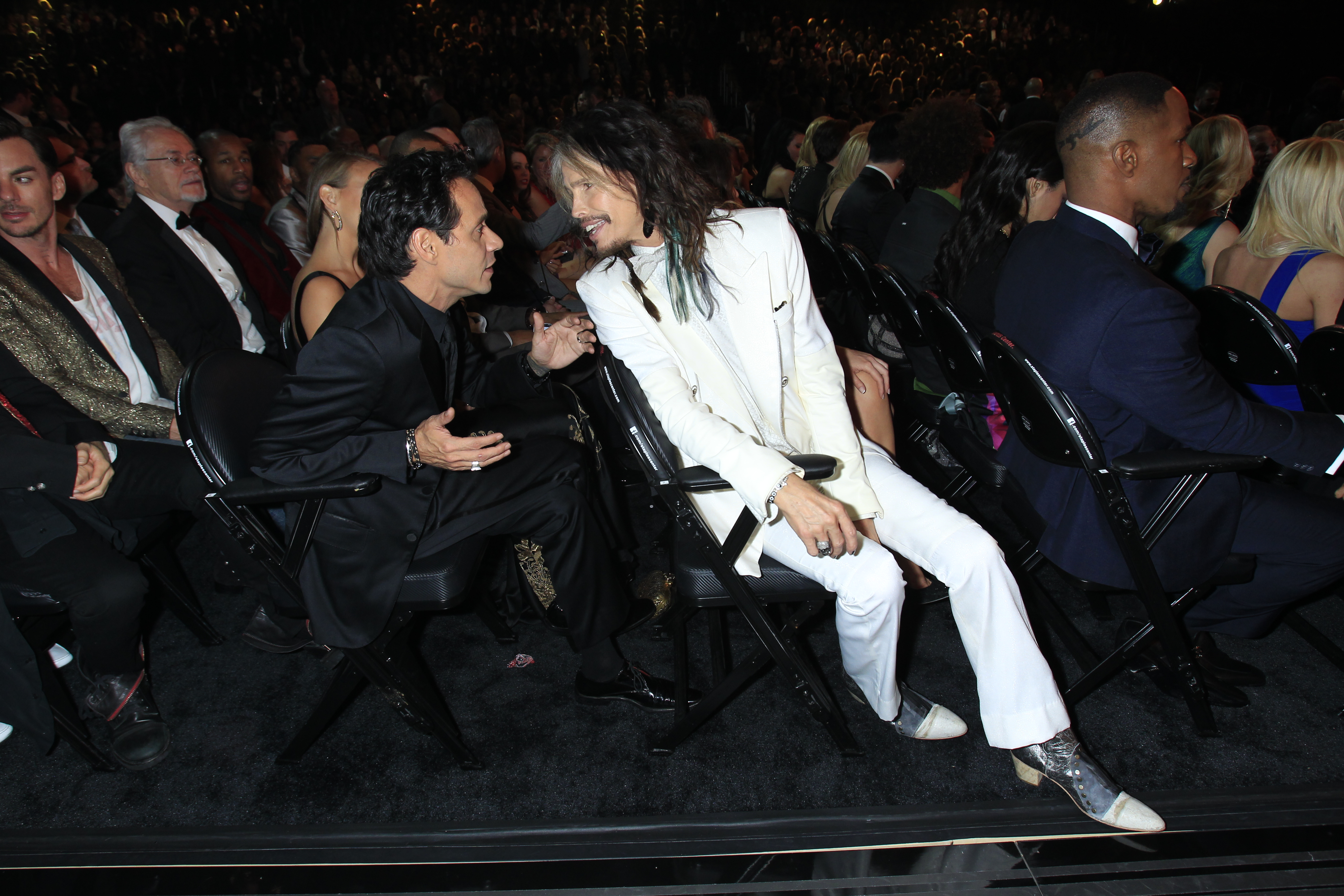 Steven Tyler and Marc Anthony Backstage - GRAMMYs 2014 - CBS.com