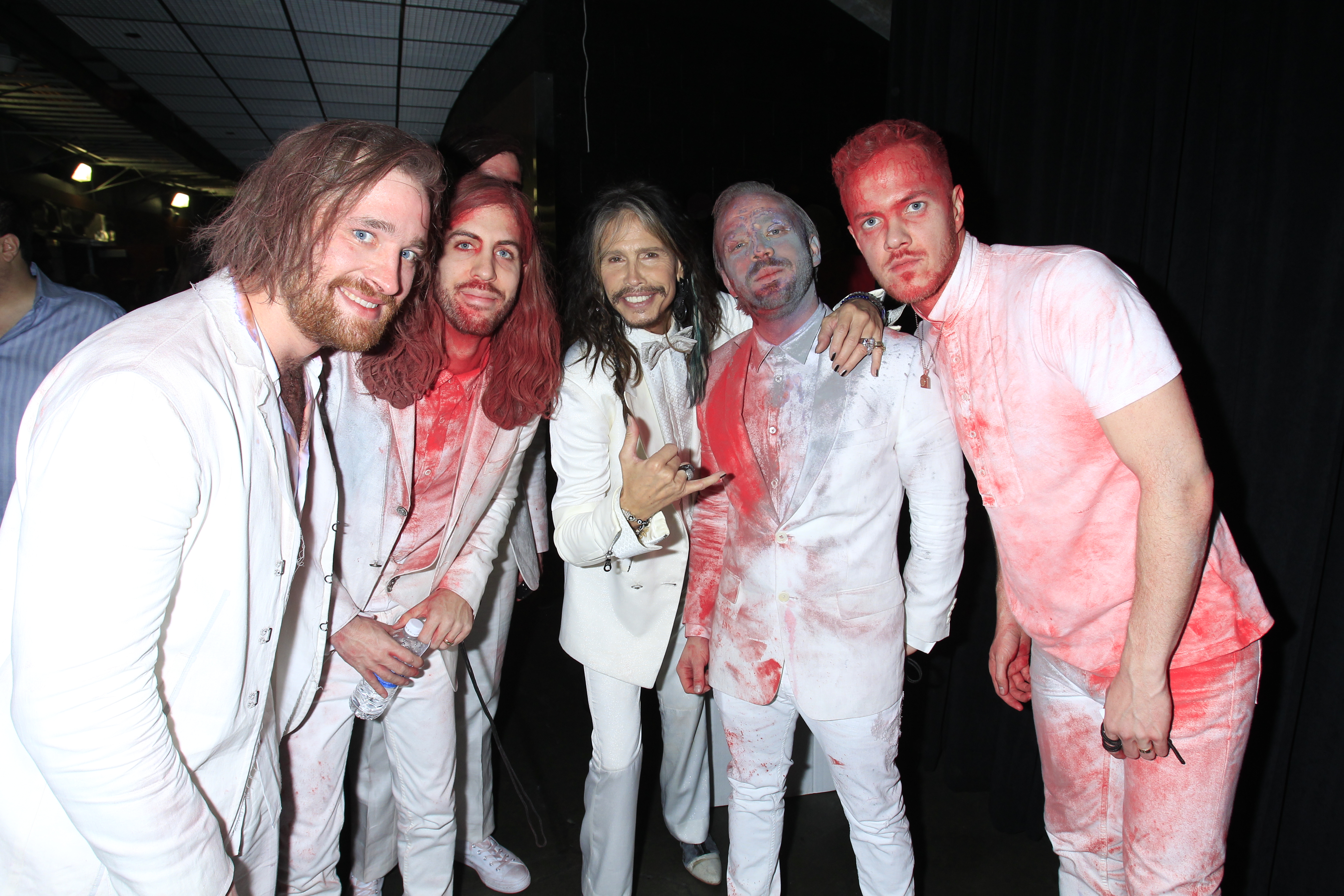 Steven Tyler & Imagine Dragons Backstage - GRAMMYs 2014 - CBS.com