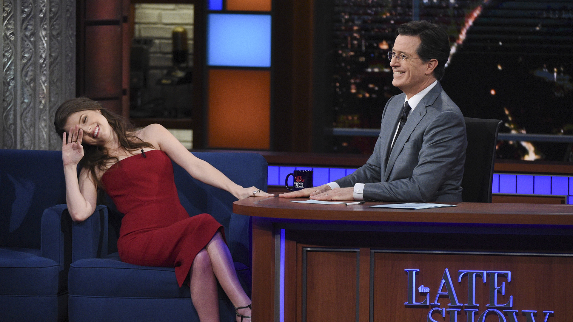 Anna Kendrick and Stephen Colbert