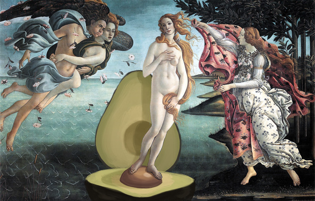 The Birth of Venus with Avocado, Sandro Botticelli, 1486
