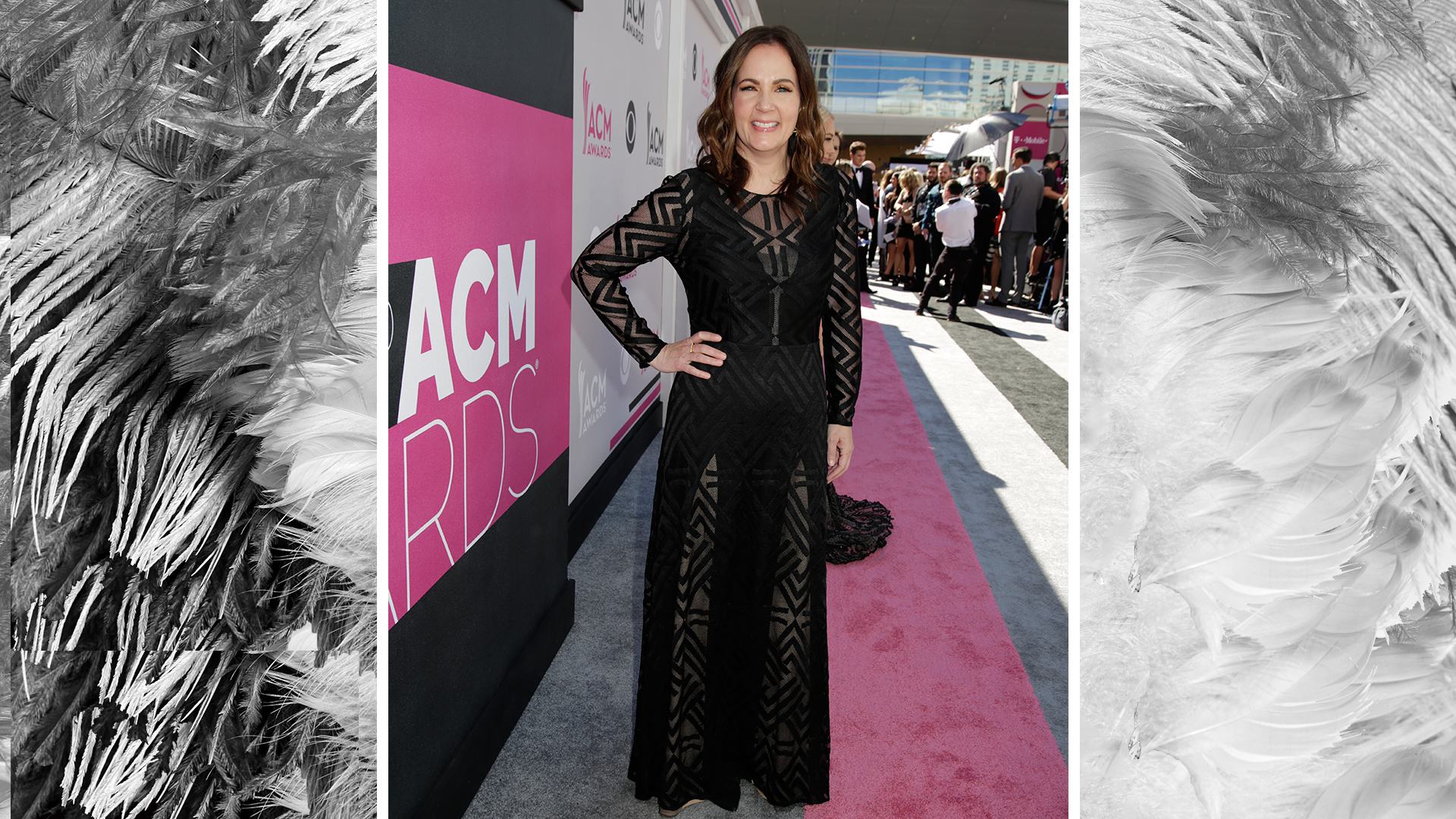 Songwriter Lori McKenna is beautiful in black with geometric-patterned lace accents.