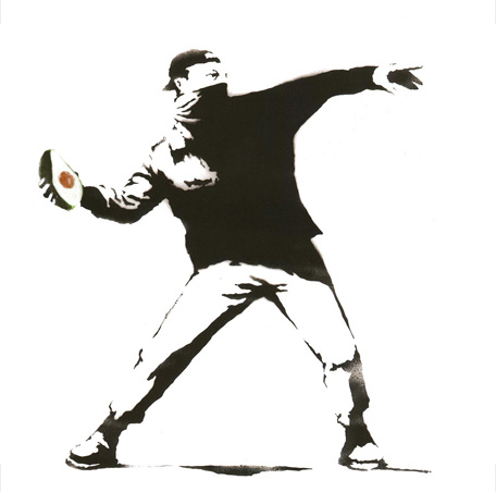 Flower Thrower with Avocado, Banksy, 2003