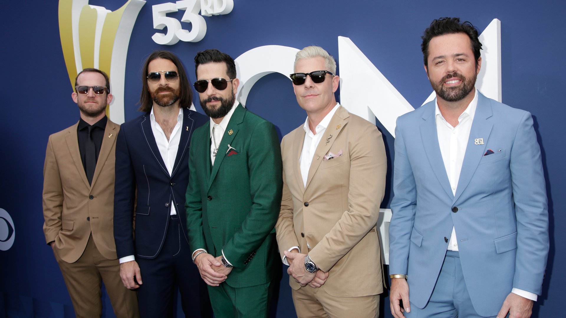 The men of Old Dominion look like a country-tinged color wheel on the ACM red carpet.