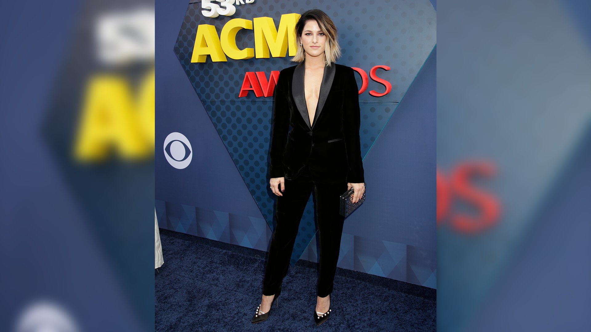 Cassadee Pope takes the idea of black tie to another level in this gorgeous tuxedo suit.