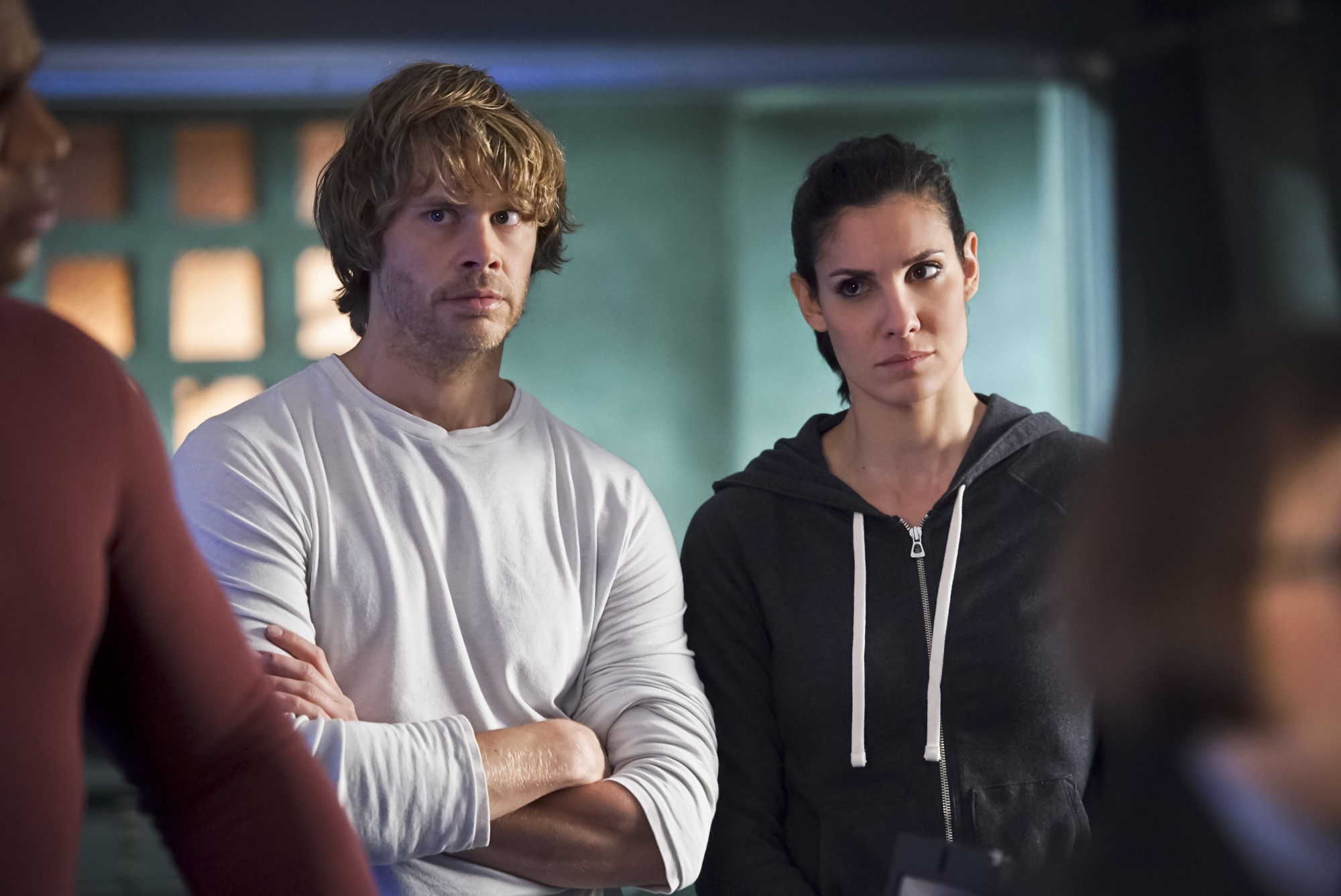 Eric Christian Olsen as LAPD Liaison Marty Deeks and Daniela Ruah as Special Agent Kensi Blye