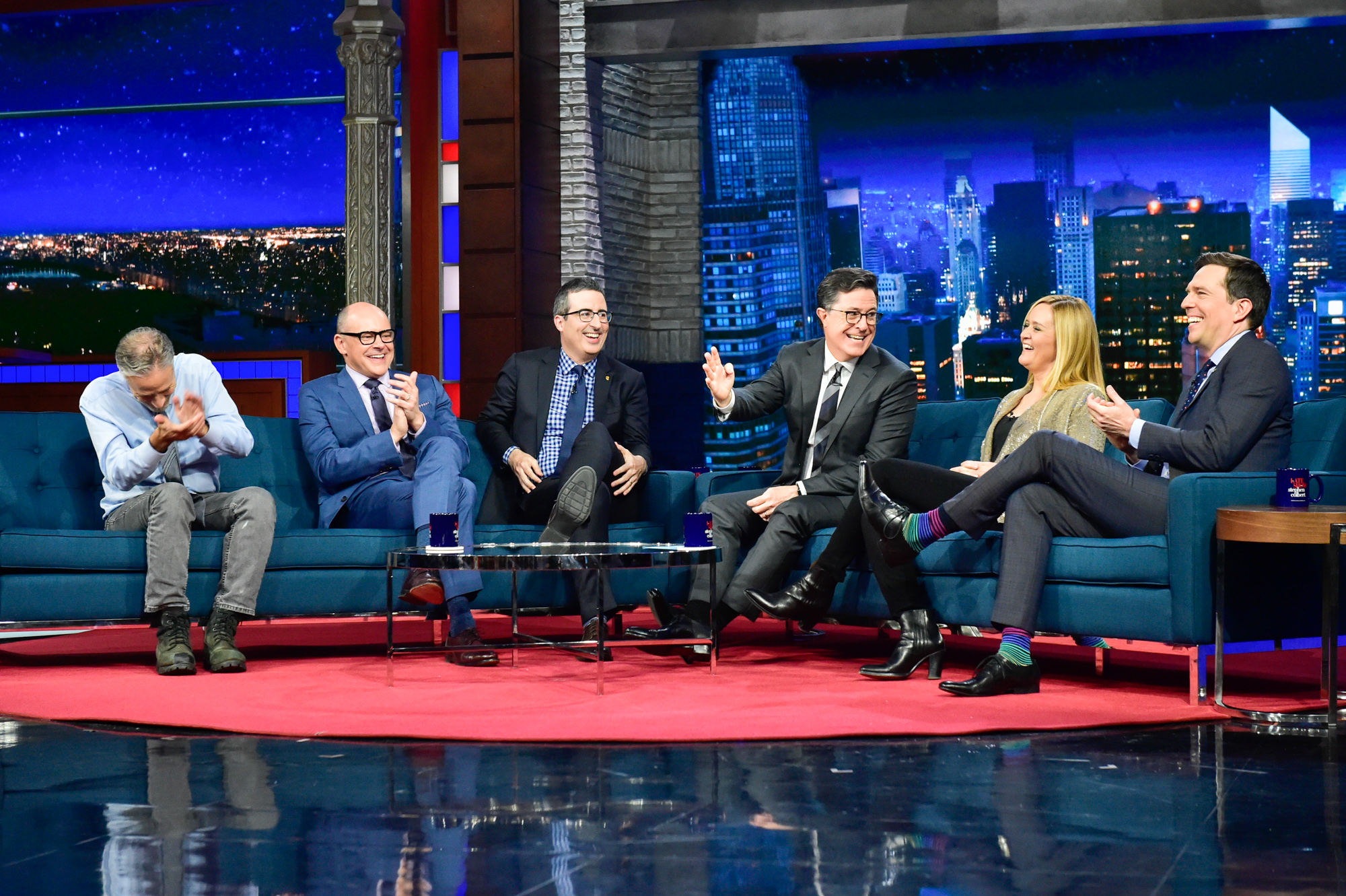 Jon, Rob, John, Stephen, Samantha, and Ed share a laugh.