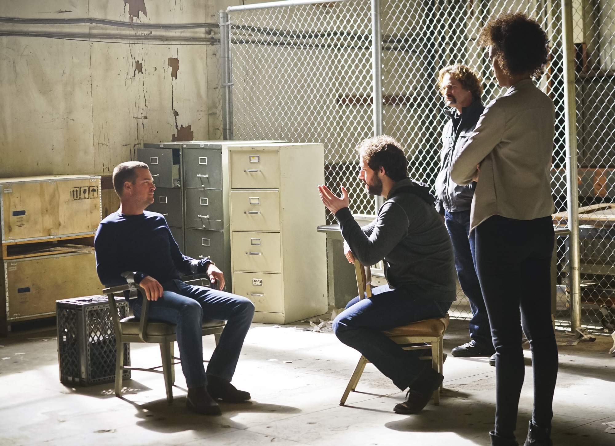 Chris O'Donnell as Special Agent G. Callen, Peter Cambor as Operational Psychologist Nate Getz, and Judith Shekoni as Alisa Chambers