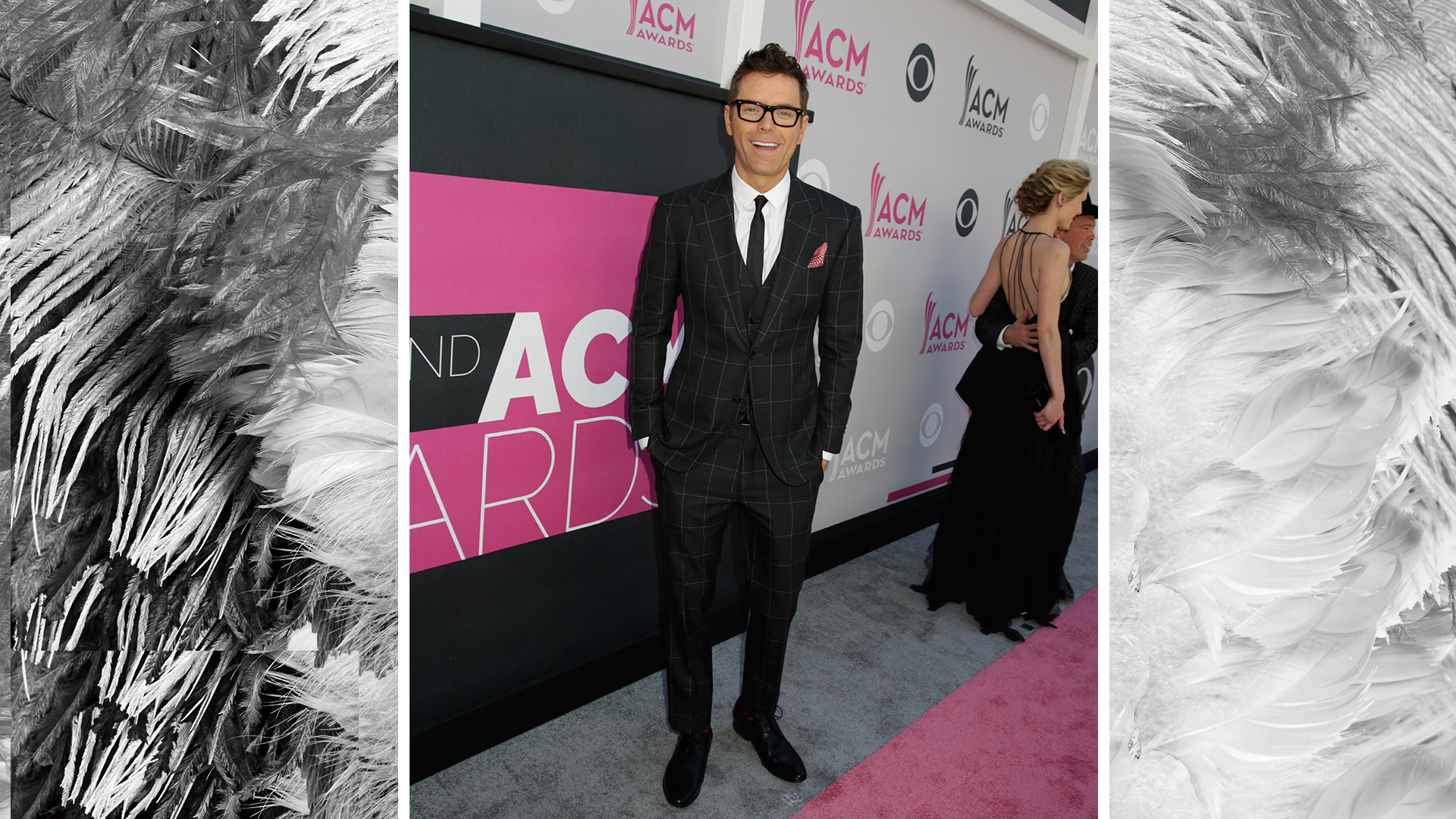 iHeartRadio personality Bobby Bones sports a polished suit at the 52nd ACM Awards.