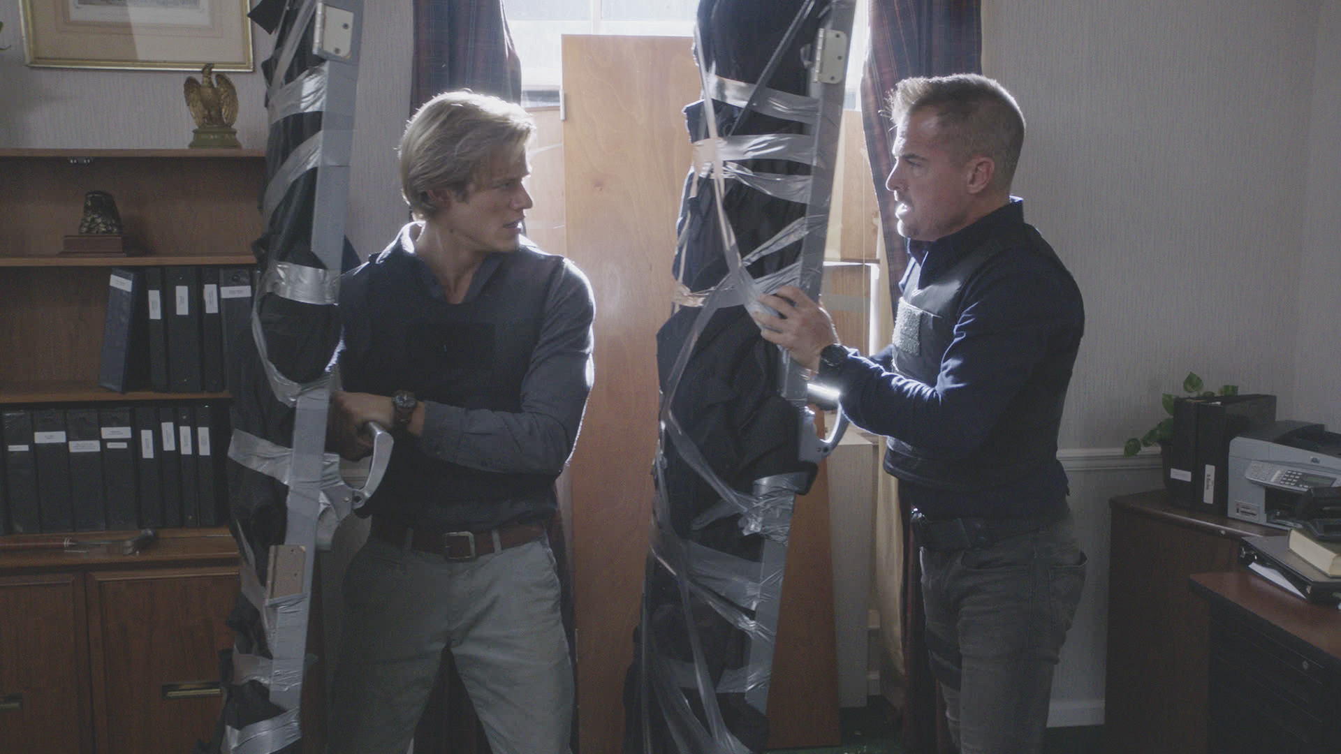 MacGyver and Jack work their way around some duct tape.