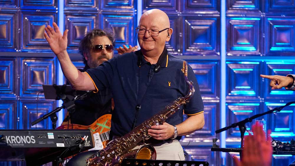 James Corden's dad, Malcolm, uses his connections to sit in with the band.