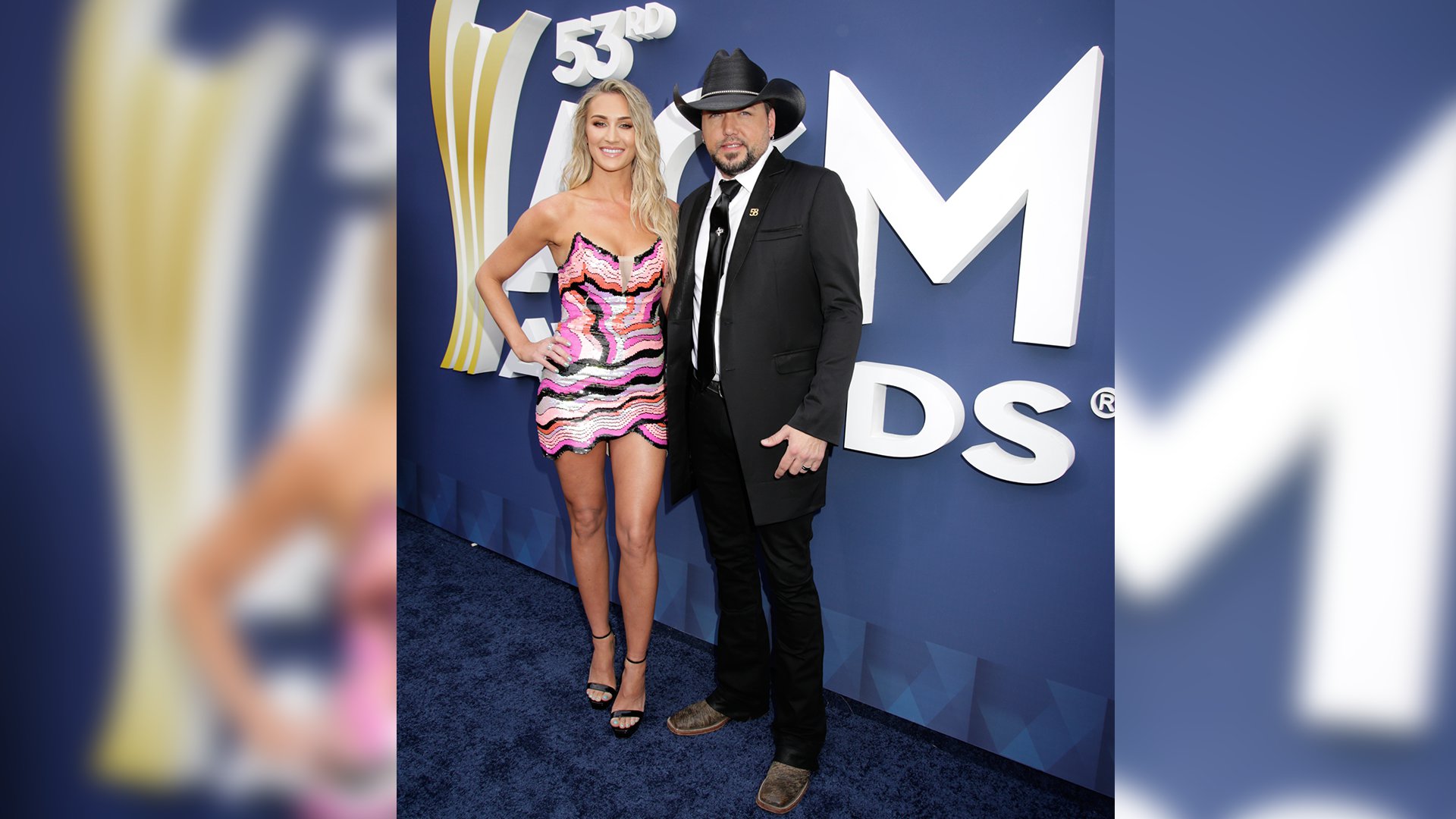 Jason Aldean returns to Las Vegas with his wife Brittany for the 53rd ACM Awards.