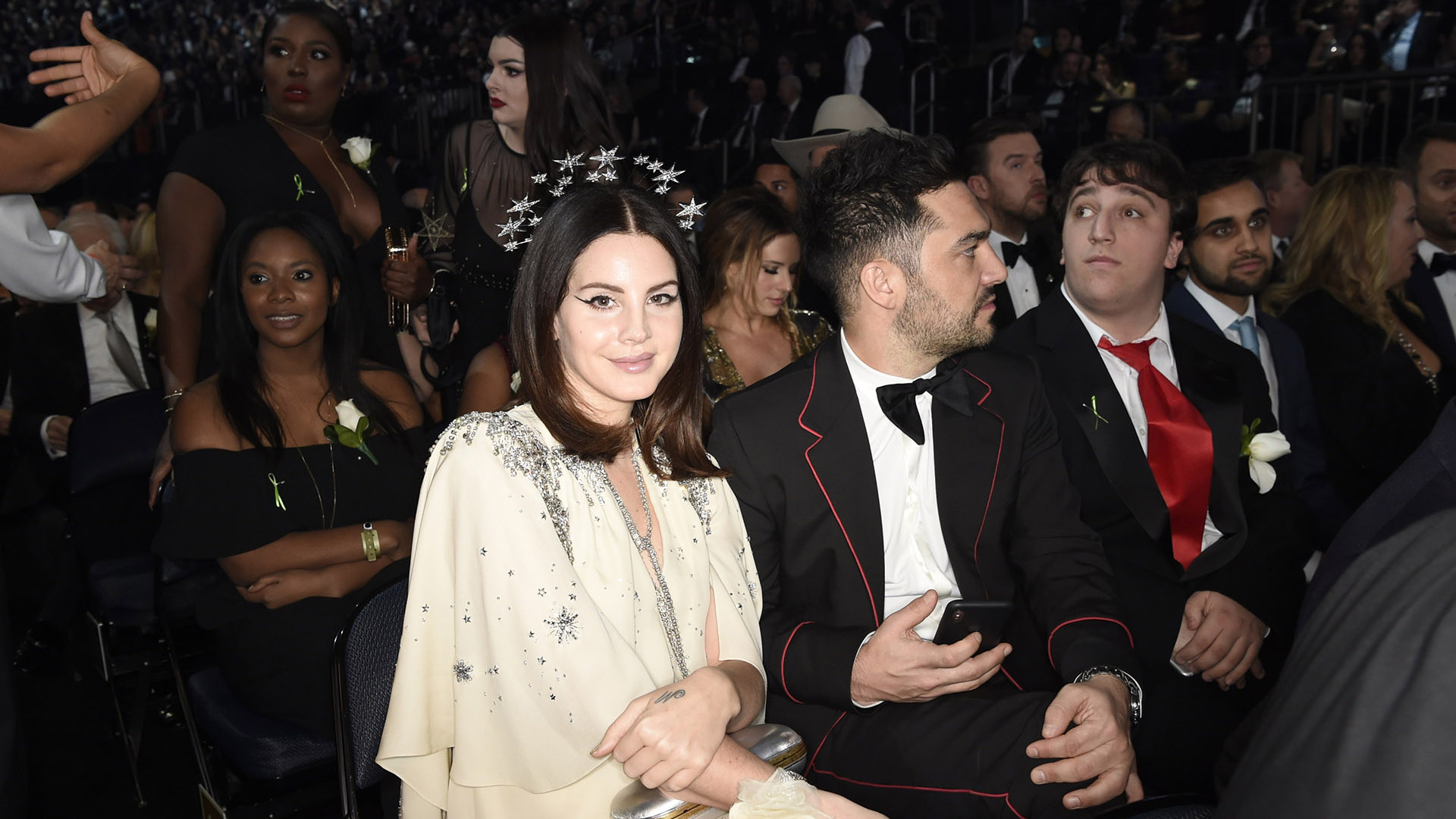 Best Pop Vocal Album nominee Lana Del Rey looks positively angelic in a starry crown while seated at the 60th Annual GRAMMY Awards.