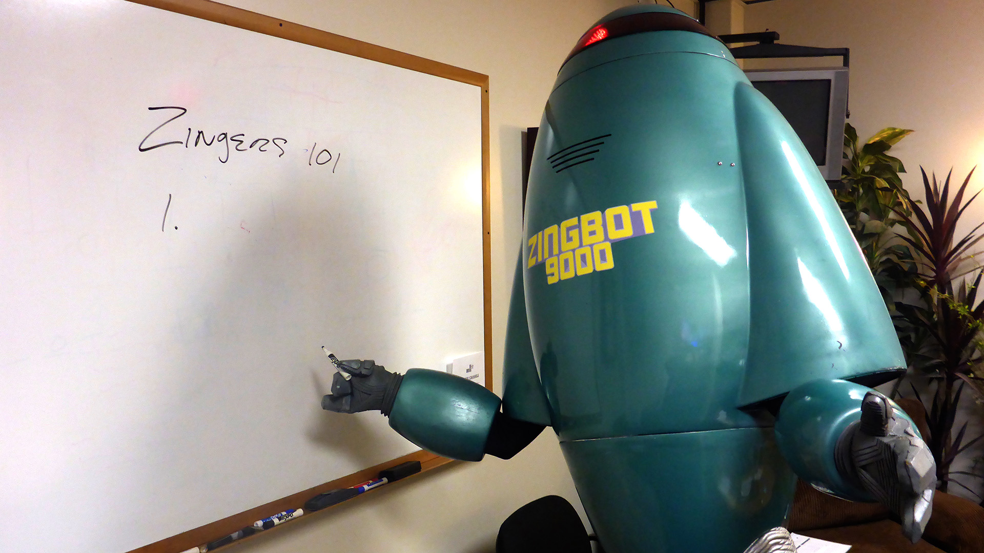 The first appearance by Zingbot