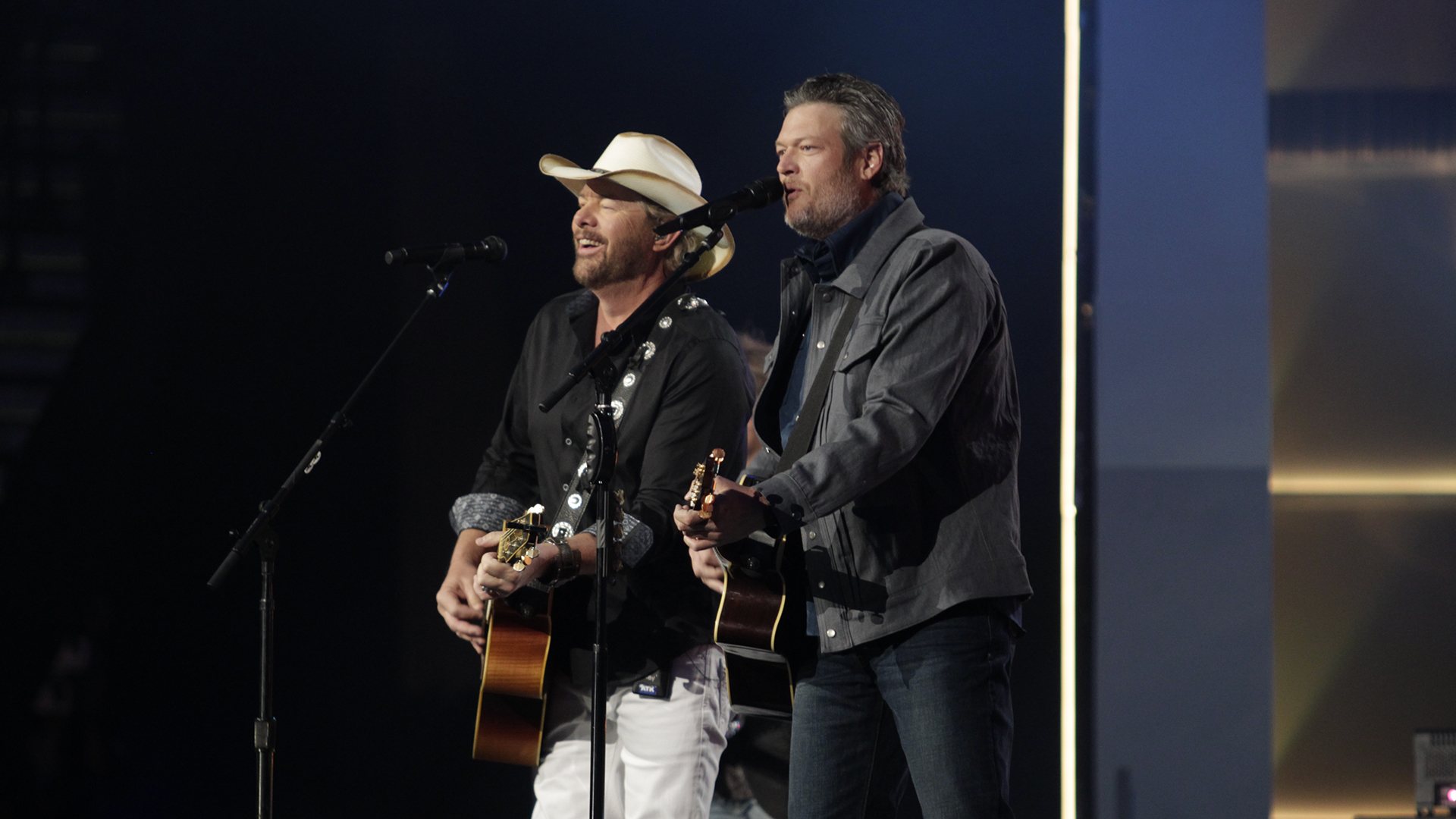 In an ACM flashback, Toby Keith and Blake Shelton perform Keith's 1993 hit 