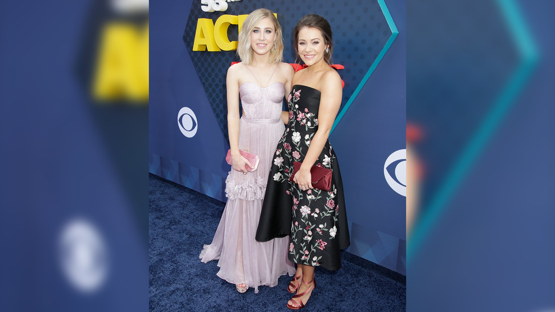 Maddie & Tae look gorgeous in their flirty frocks on the 53rd ACM Awards red carpet.
