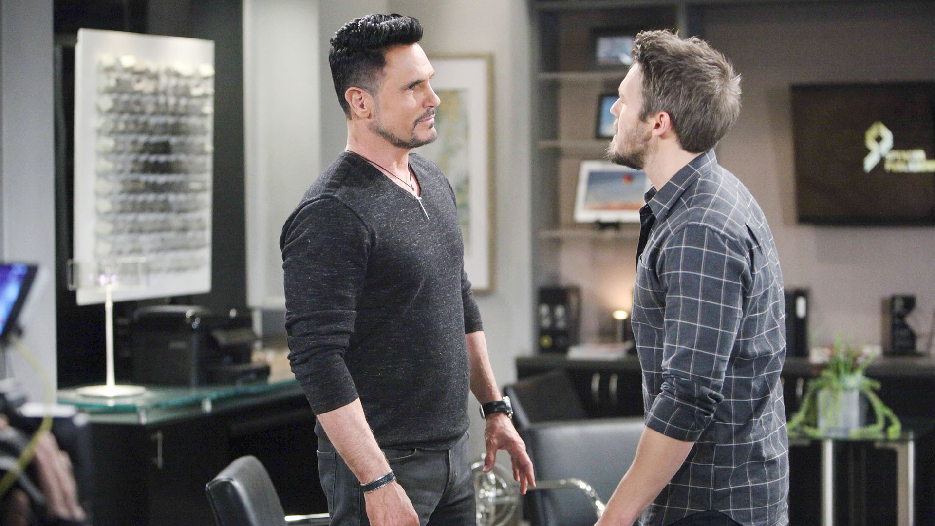 Angry and confrontational, Liam becomes the aggressor when he comes face-to-face with Bill.