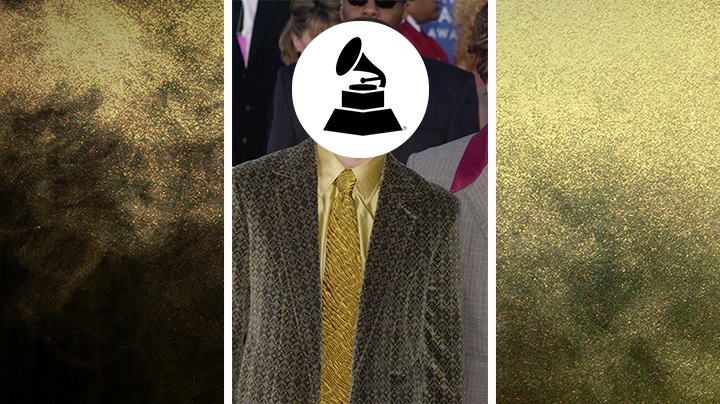 Who wore this textured overcoat and gold dress shirt? 