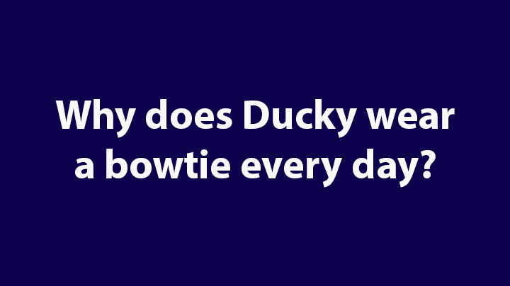 6. Why does Ducky wear a bowtie every day?