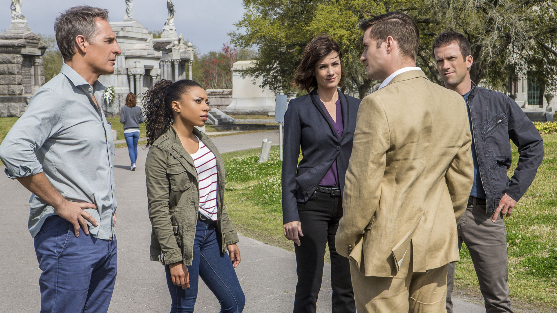 Scott Bakula as Dwayne Pride, Shalita Grant as Sonja Percy, Zoe McLellan as Meredith Brody, and Lucas Black as Christopher LaSalle